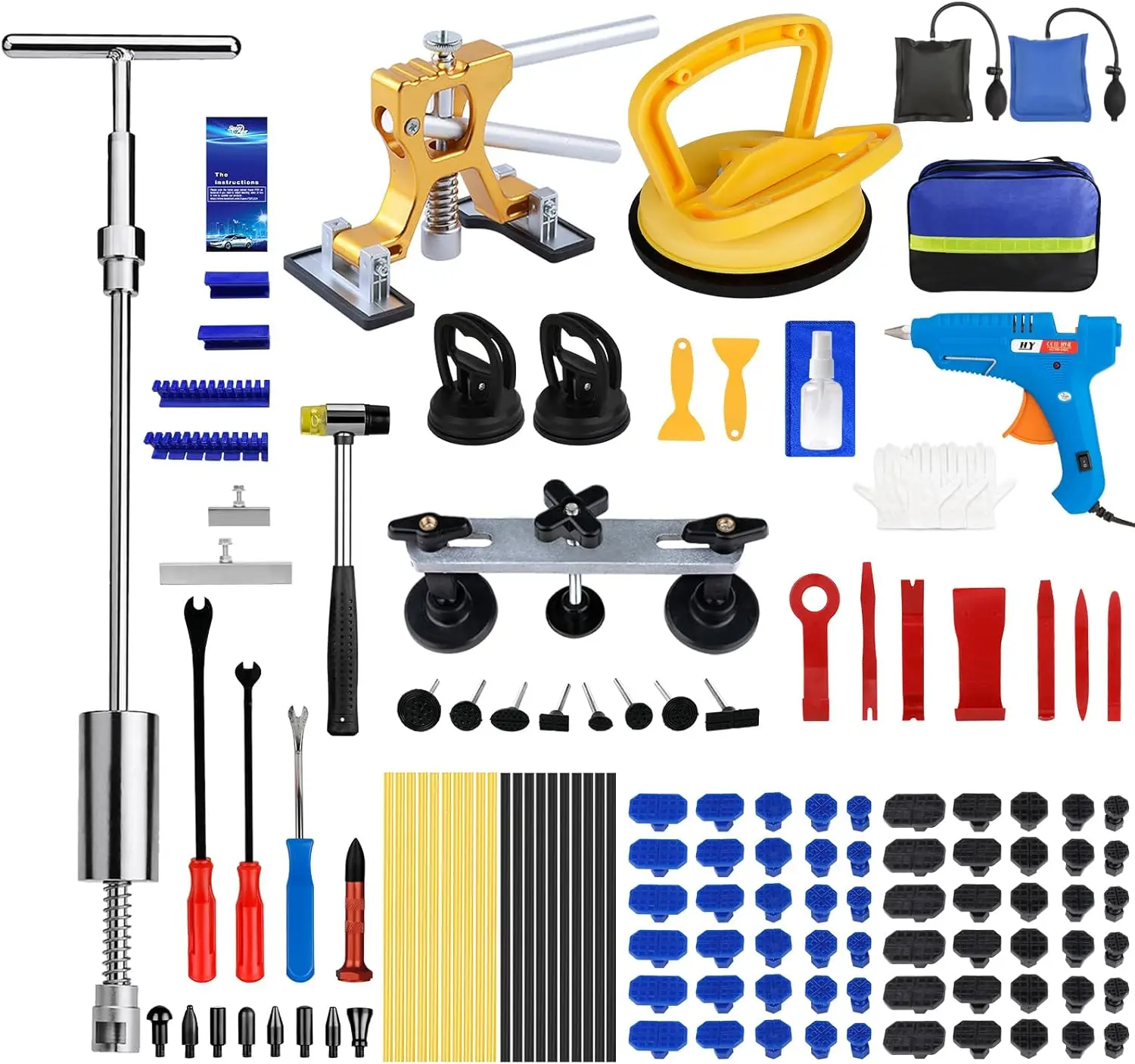 

129pc Professional Car Dent Removal Kit, Paintless Repair Tools for Auto Body Dings, DIY Damage Fix