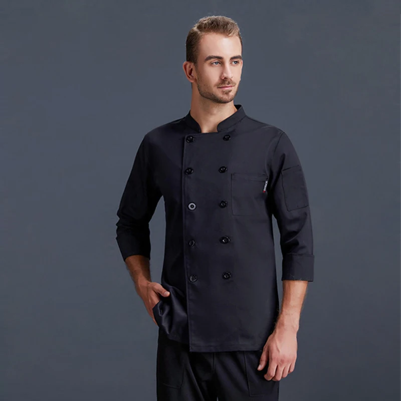 Chef Jacket Hotel Kitchen Shirt Men Long Sleeve Bakery Cook Coat Unisex Catering Work Clothes Restaurant Women Waiter Uniform