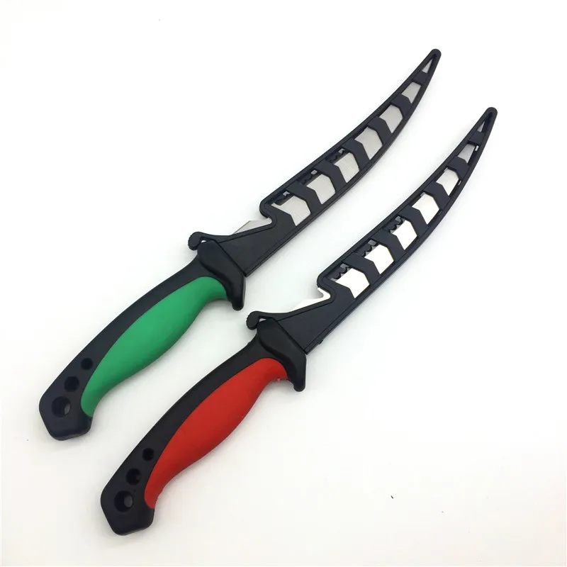 Multifunctional Stainless Steel Fishing Knife Rubber Hand Handle Scraping Fish Scales Fish Slicing Knife Cutting Fish Fillets