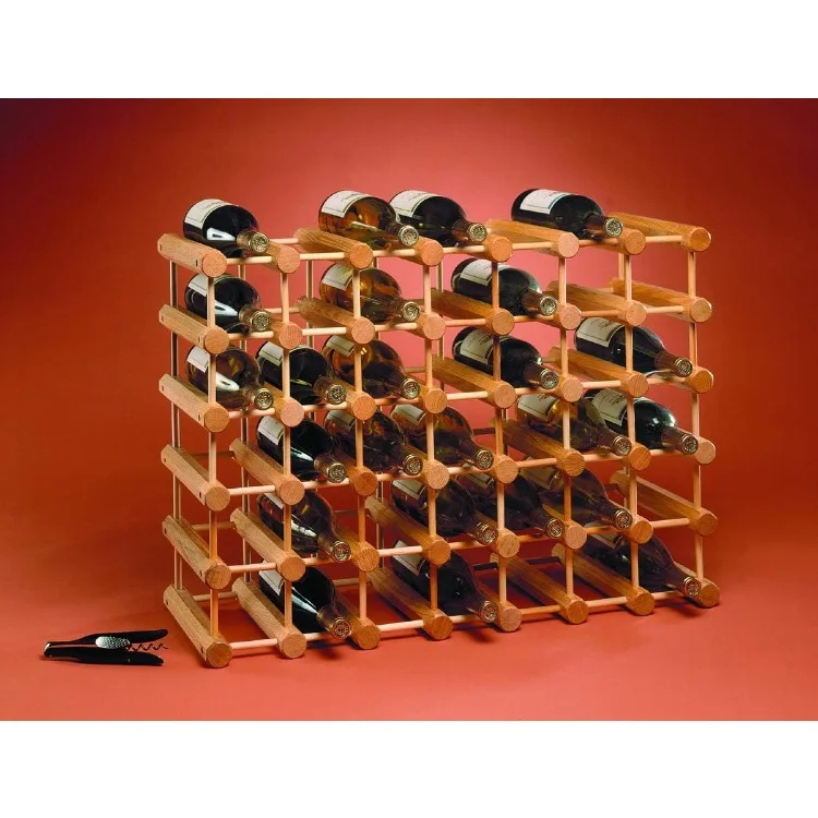 Soporte de almacenamiento para estante de vino apilable modular de madera de fresno con pasadores naturales, 40 botellas