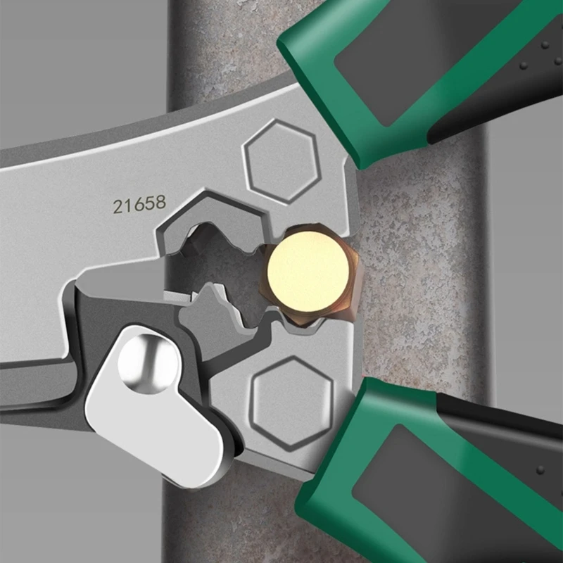 Sechseckiger Doppelzweck-Metallschneider mit ergonomischem Griff und Drahtcrimpfunktion