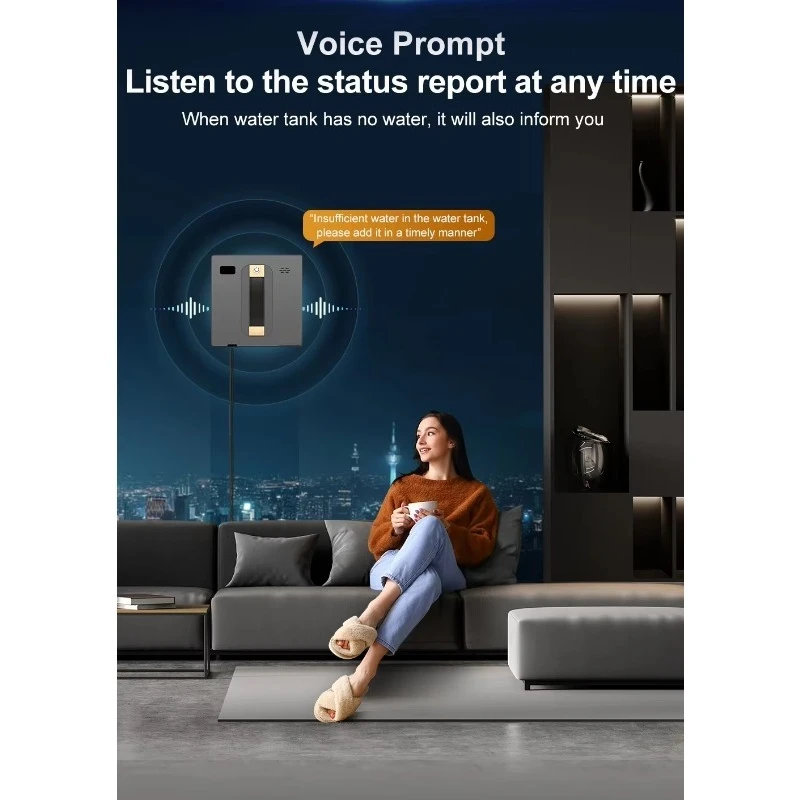 Intelligent Household Window Cleaning Robot with Dual Cross Water Spray Technology 3000PA Electric Suction