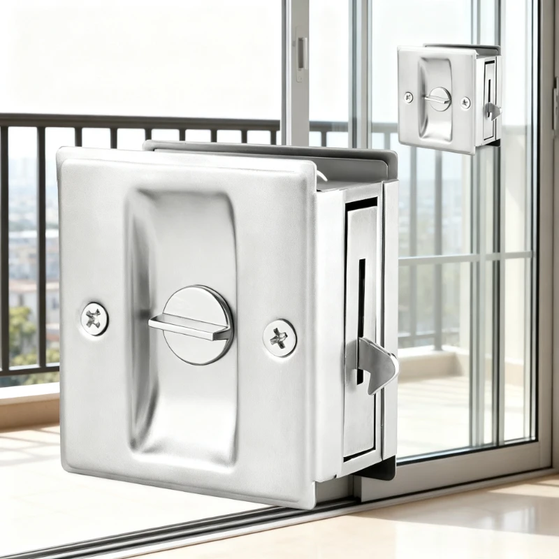 Kunci Pintu Geser Tersembunyi Kunci Pintu Tarik Terintegrasi Kunci Geser Balkon Dapur Kamar Mandi Kunci Kait Dorong-Tarik Perlengkapan Rumah