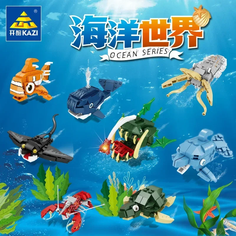 

Kaizhi 80044 Sea World creature model children's puzzle assembling toy small box of building blocks