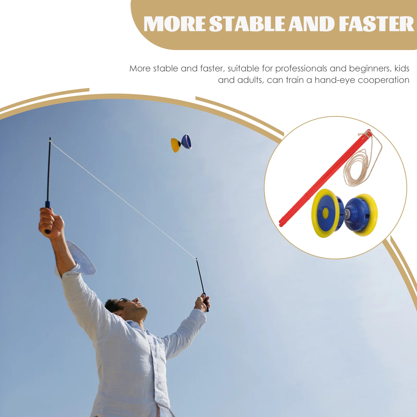 

Traditional 3 Diabolo Kids Fitness Toy Elderly Bearing om Rod Stable Faster Professional Plaything Plastic