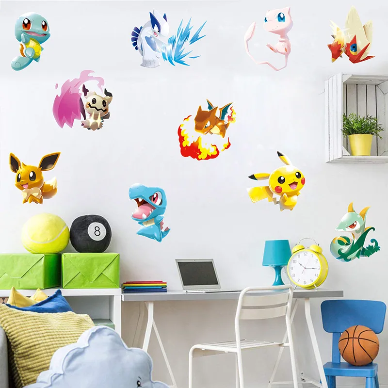 

Cartoon Pikachu 3D Wall Sticker for Kids Room Living Room Bedroom Wall Decoration Kids Gifts Door Sticker Movie Poster