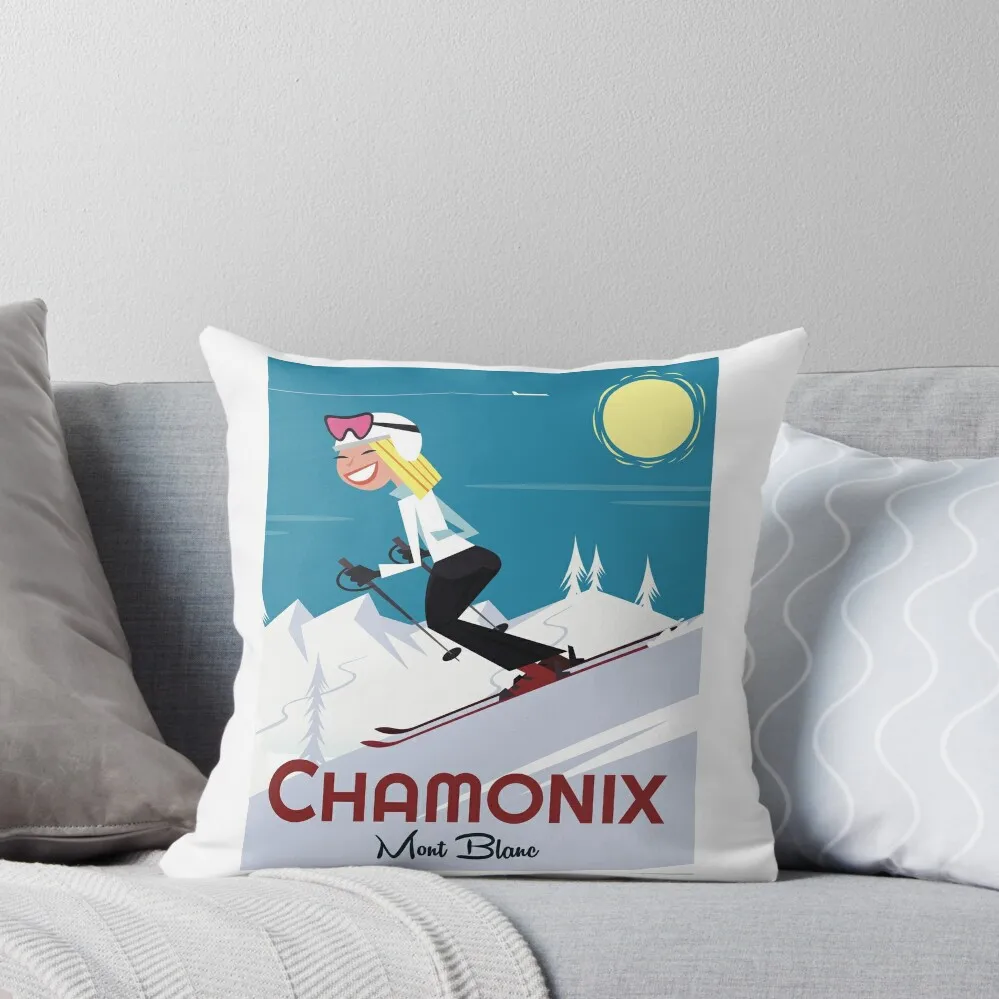 Chamonix poster Throw Pillow Decorative Cushions Cushions Home Decor Luxury Sofa Cushions pillow