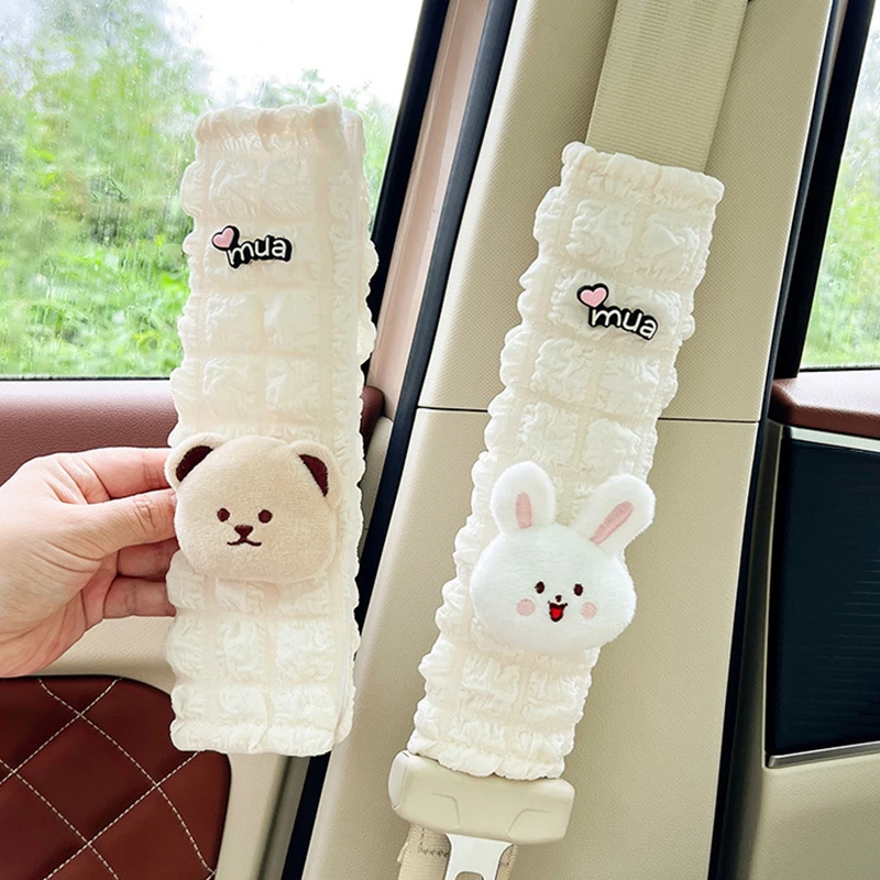 1pcs Car Seat Belt Shoulder Cover for Girl Delicacy Cute Puff animals Shoulder Cover Car Decoration Supplies Car Accessories