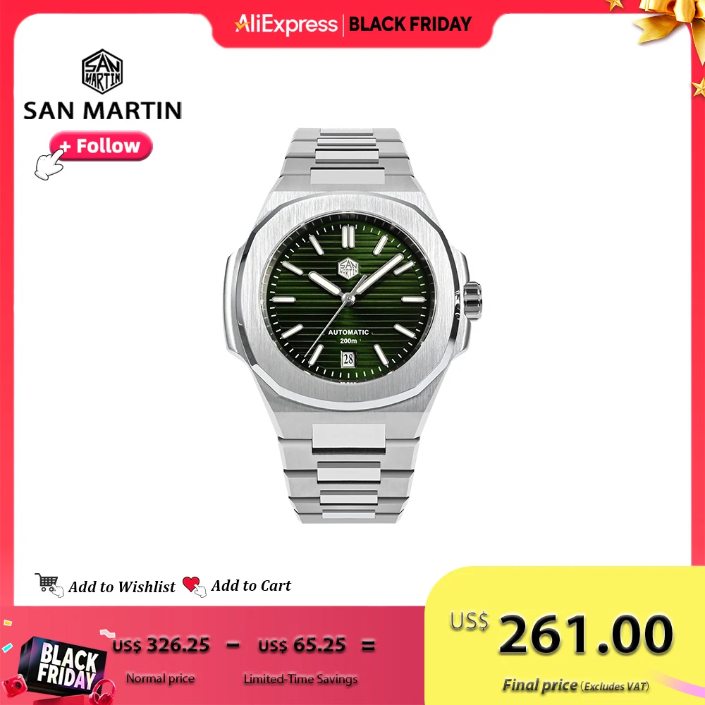 

San Martin 43mm Luxury Business Men Watch Stainless Steel PT5000 Automatic Mechanical Watches Sapphire Waterproof 200m SN0075