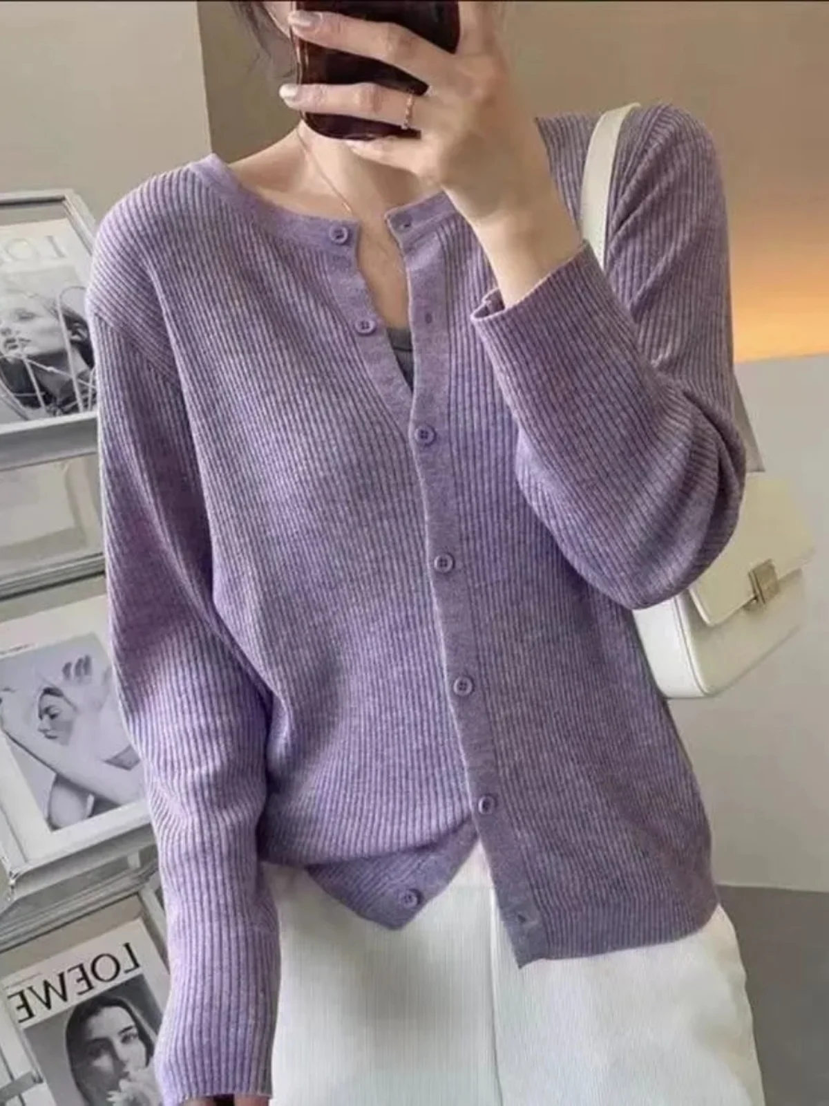 

plus Size Knitted Open Cardigan Women's Loose Casual Long Sleeve Spring Autumn Fashionable Anti-Aging Versatile Casual Knitwear