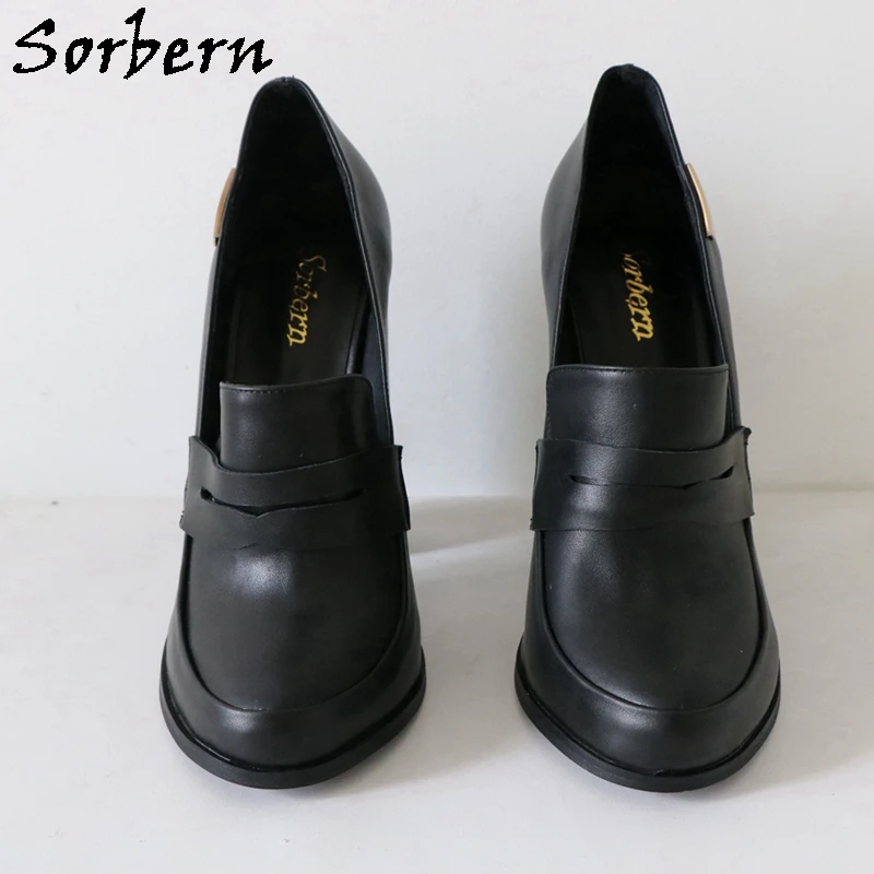 Sorbern 15Cm Block Heel Women Pump Unisex Shoes Chunky High Heel Slip On Ok Shoes High Arch Round Toe Heeled Custom Colors