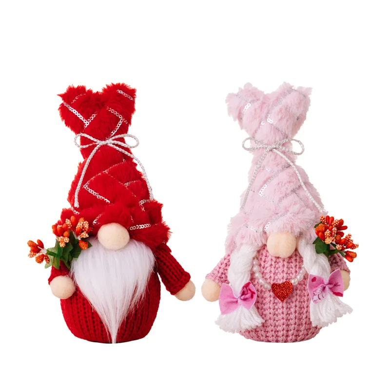 Valentines Day Plush Decoration Handmade Swedish Gnomes Scandinavian Tomtes Table Ornament Valentines Day