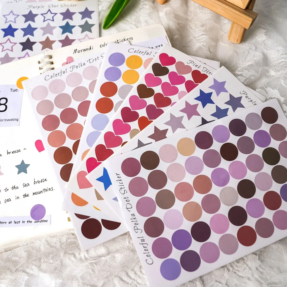 5 styles  Heart Handmade Sticker Polka Dot Sticker Bullet Journaling Accessories Scrapbooking DIY Color Label Stationery Gift