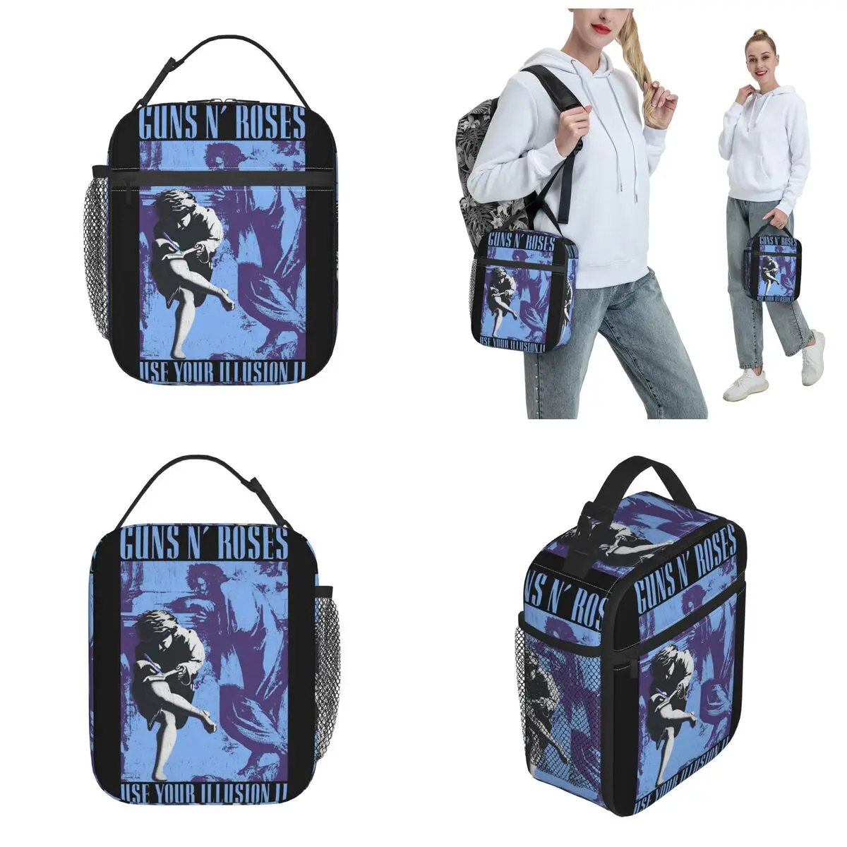 Guns N Roses Use Your Illusion Band Thermal Insulated Lunch Bag for Work Portable Food Bag Thermal Cooler Lunch Boxes