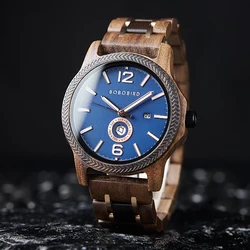 BOBO BIRD Men Wood Watch Lightweight Japanese Quartz Wristwatch for Men Week Display Auto Date Customized Wooden Clock