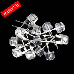 50 sztuk Dip8Mm słomkowy kapelusz Led biały czerwony niebieski szmaragdowo zielone światło 0.5W F8 koraliki do lampy