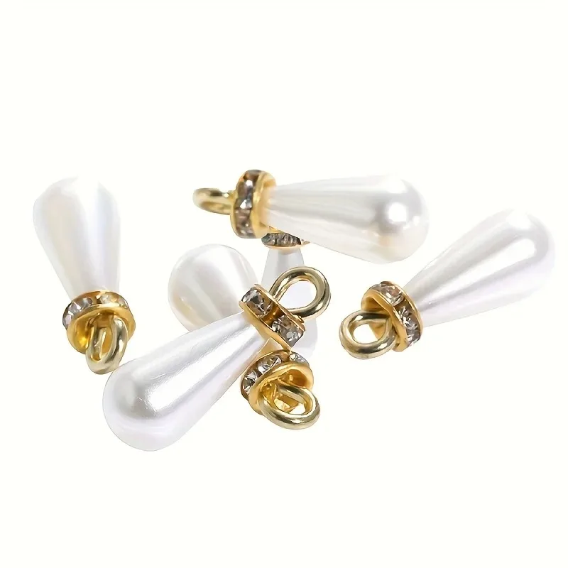 50 Stück Tropfen-Charms mit Strasssteinen – glänzende Harz-Anhänger mit Biegeringen für DIY-Ohrringe, Zubehör für die Herstellung von Hochzeitsschmuck