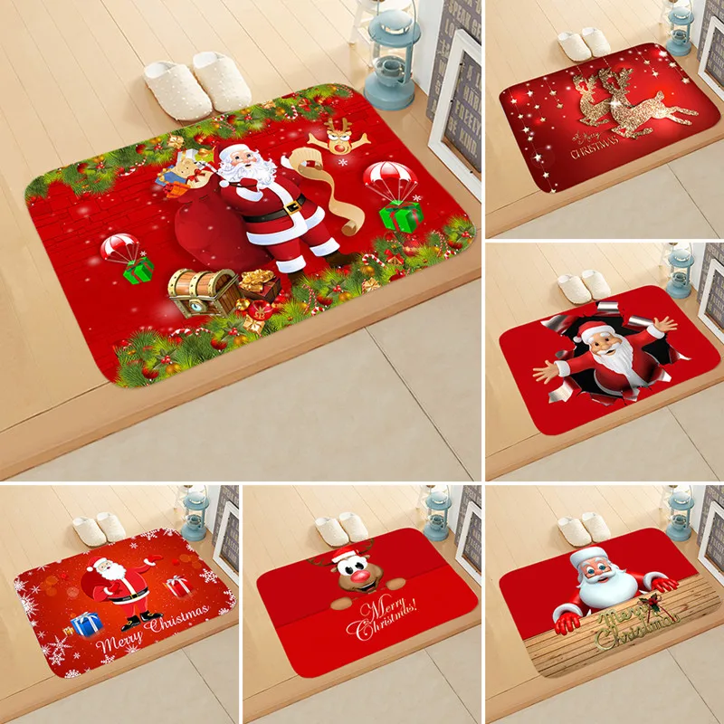 Merry Christmas Doormat Decorative Xmas Holiday Front Door Mat Funny Cartoon Character Felt Door Rugs for Indoor Outdoor JAF050