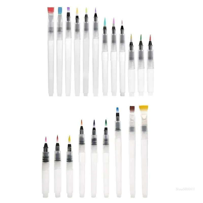 9/12Pcs Painting Water Brush Pen Artist Watercolour Brush Pen Flat/Point Tip Watercolour Brush Pen for Beginner Artist