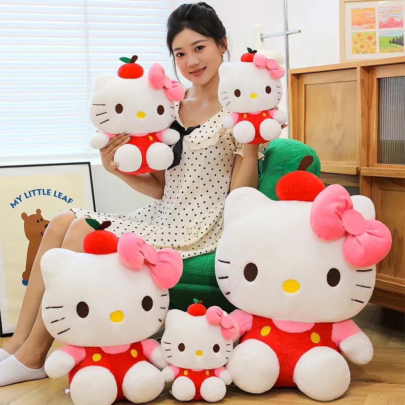 귀여운 애플 헬로키티 고양이 봉제 인형 귀여운 어린이 생일 선물 소녀용