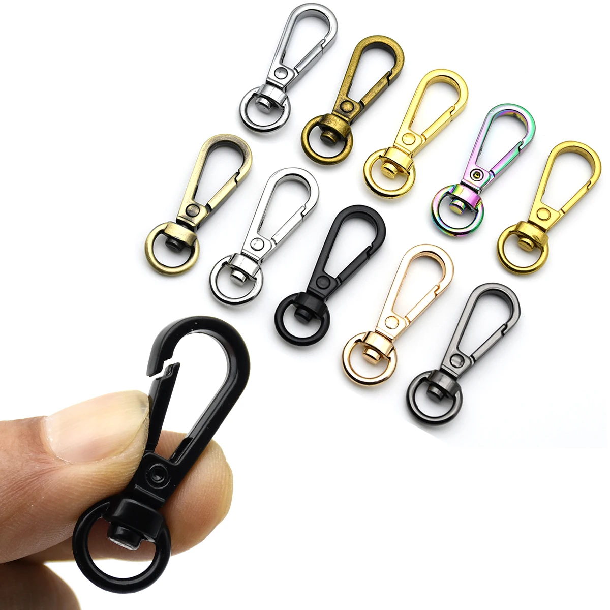 1piece Metal Carabiner Swivel O ring Snap Hook Trigger Clasps Clips for Bag Strap Belt Webbing Parts Keychain Pendant Accessory