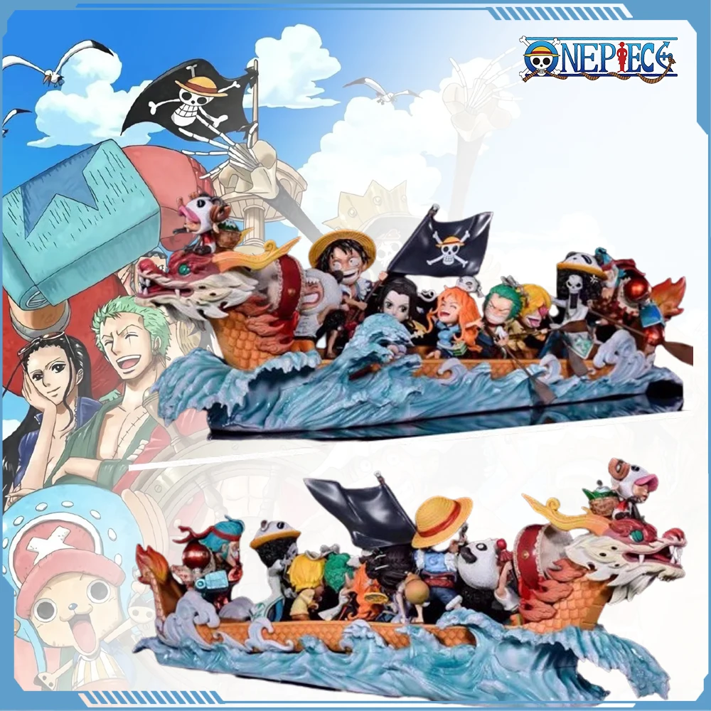 One Piece Dragon Boat Team Anime Figure Luffy Action Figurine 15cm Pvc Gk Statue Model Doll Collection Desk Decoration Toys Gift