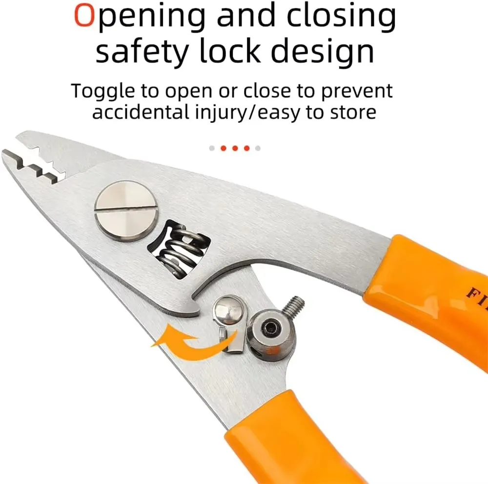 Fiber Optic Cable Stripper Tool Stainless Steel Three Hole Pigtail Cable Stripping Plier