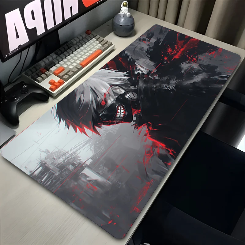 Mouse Pad Office PC Gaming Accessories Keyboard Rug Laptop Kaneki Ken Black And White Mousepad Japan Anime Tokyo Ghoul Desk Mat