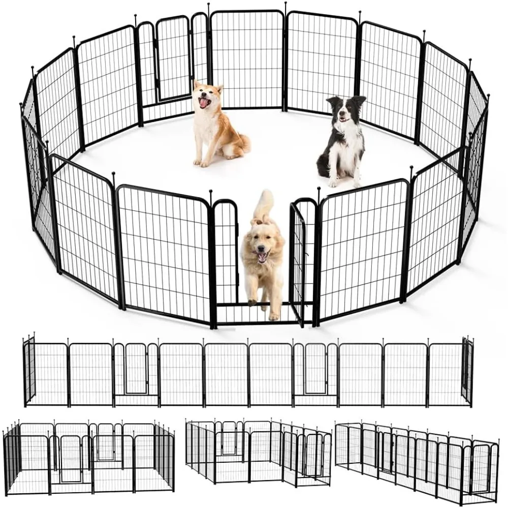 

Dog Fence Playpen 24”/32”/40” Indoor Outdoor for Small/Medium/Large Dogs, Metal Pet Puppy Cat Exercise Fencing Gate Crate