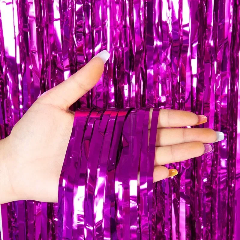 Birthday Party Wedding Decoration Backdrop Curtains Glitter Glossy Fringe Tinsel Foil Curtain Baby Shower Anniversary Wholesale image 4