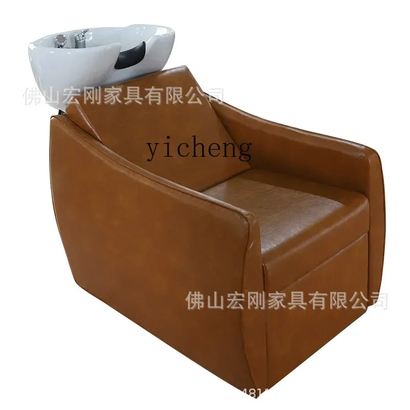 Zk Hair Salon Internet Celebrity Shampoo Chair Lying Half Flushing Bed High-End Ceramic Basin Simple Sitting for Hair Salon