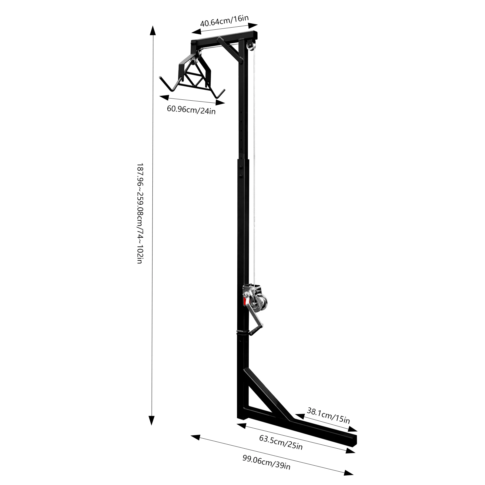 شاحنة Hitch Game Hoist & Gambrel - سعة 500 رطل، 360 درجة °   رافعة غزال دوارة، ارتفاع قابل للتعديل 74-102 بوصة - مجموعة الرافعة الكاملة