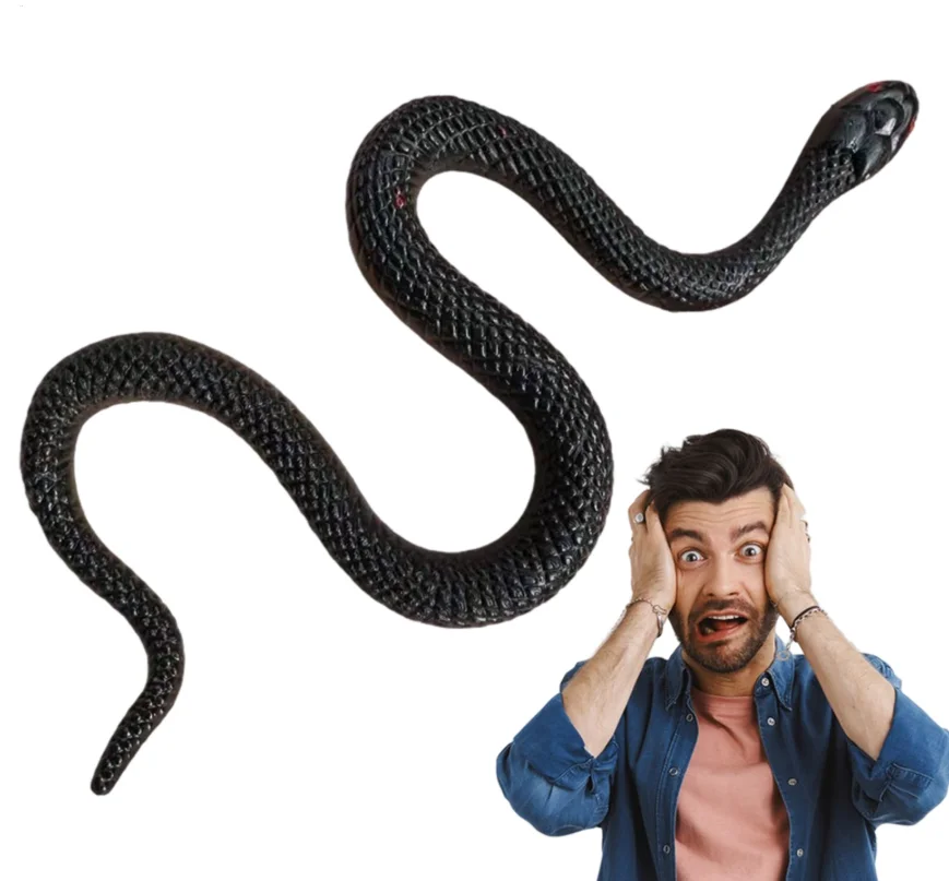Realistic Mini Snake Soft Black Rubber Snake Toys Halloween Snake Toys Funny Prank Props Lightweight Rain Forests Snakes