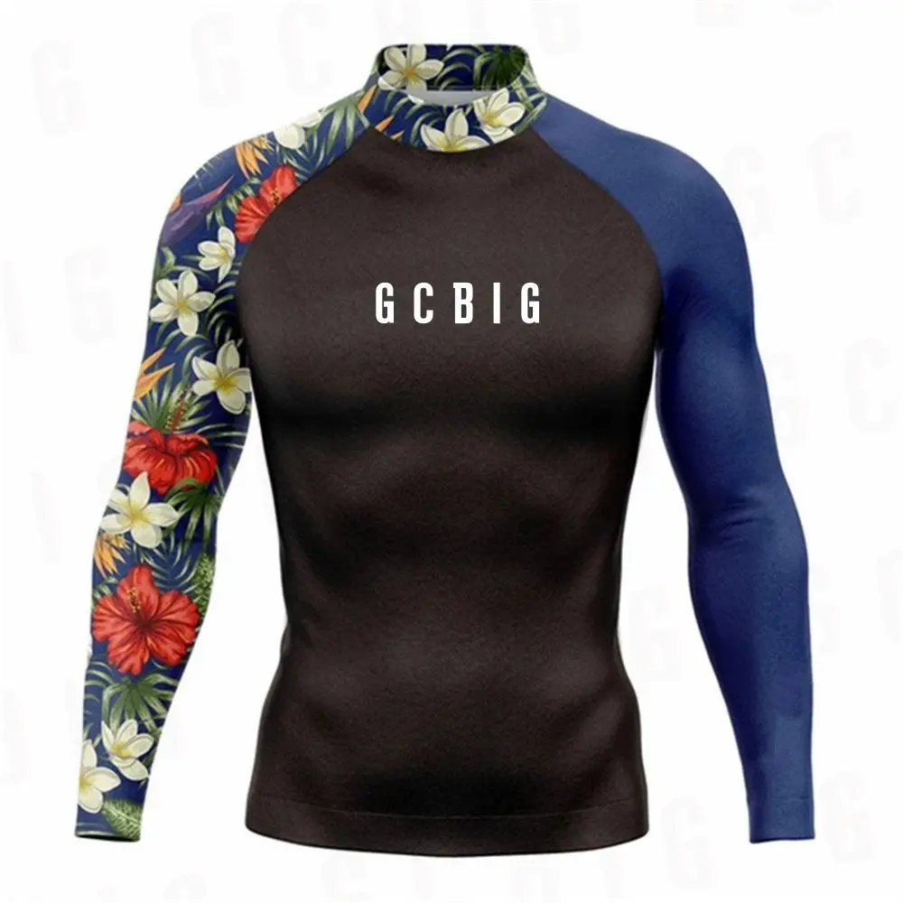 Męskie letnie ubrania do surfingu z długim rękawem Odzież UV SunSpanowanie Obcisła koszulka Rashguard Zestawy gimnastyczne Rash Guards Skórki