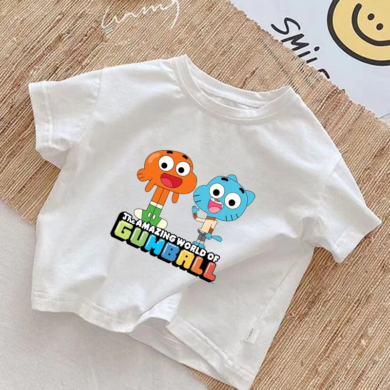 L'incredibile mondo di Gumball T-shirt per bambini bianca ragazza ragazzo manica corta top estate bambino cartone animato magliette vestiti carini regali di compleanno