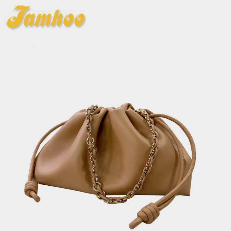 Jamhoo Designer Leather Shoulder Bags For Women Chain Handbag Bucket Crossbody Bag Fashion Luxury Brand Drawstring Tote Clutches