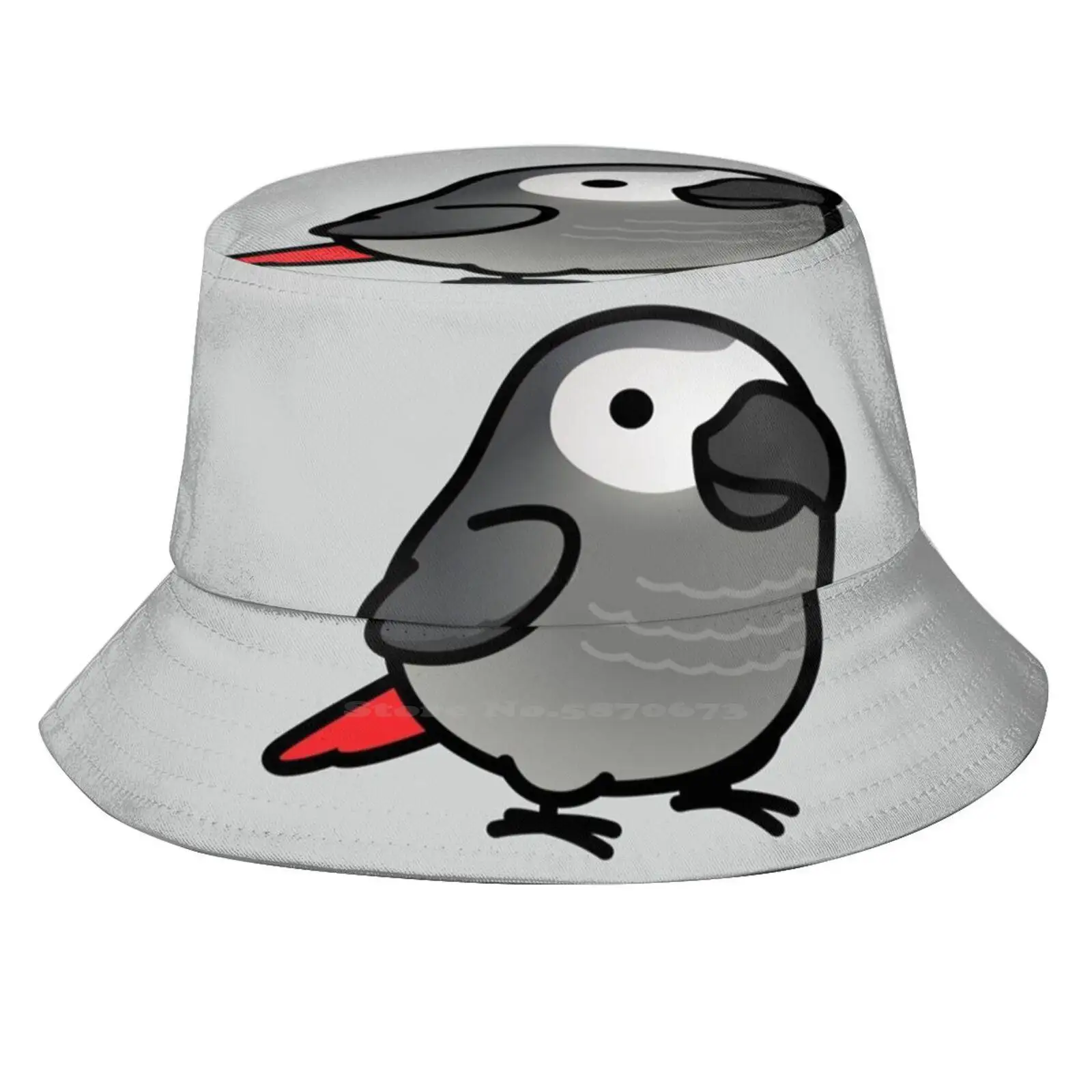 Chubby African Grey Unisex Fashion Women Men Breathable Bucket Hats African Grey African Gray Birb Cute Bird Cute Parrot