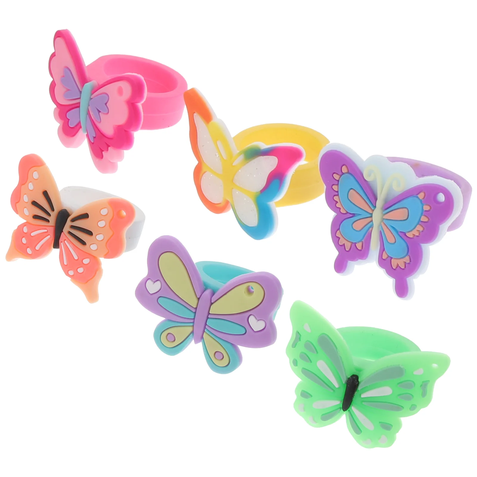 

12 Pcs Butterfly Ring Kids Toys Small Rings Finger Decors Birthday Party Favors Jewelry Girls Cartoon Pvc Baby Boy