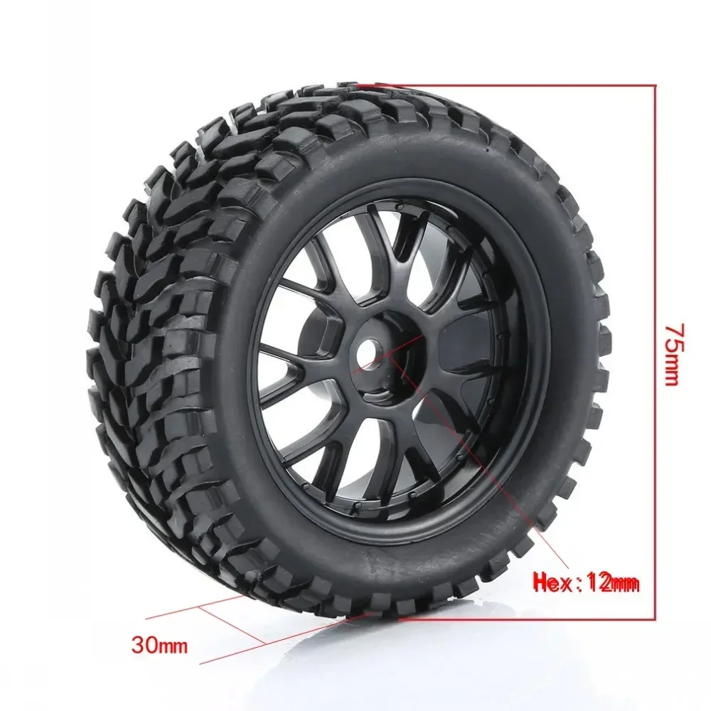 4 ชิ้น 75 มิลลิเมตรยาง Rally รถปีนเขา Off - road ล้อและยาง Hex สําหรับ MN99S HSP HPI Wltoys 144001   รถเอซี