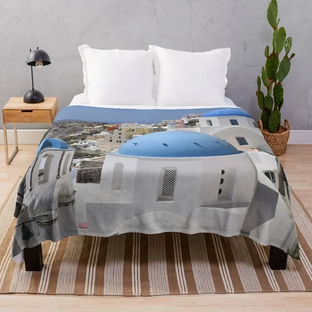 

Santorini blue dome Throw Blanket Men's Soft Warm Throw Blanket for Couch