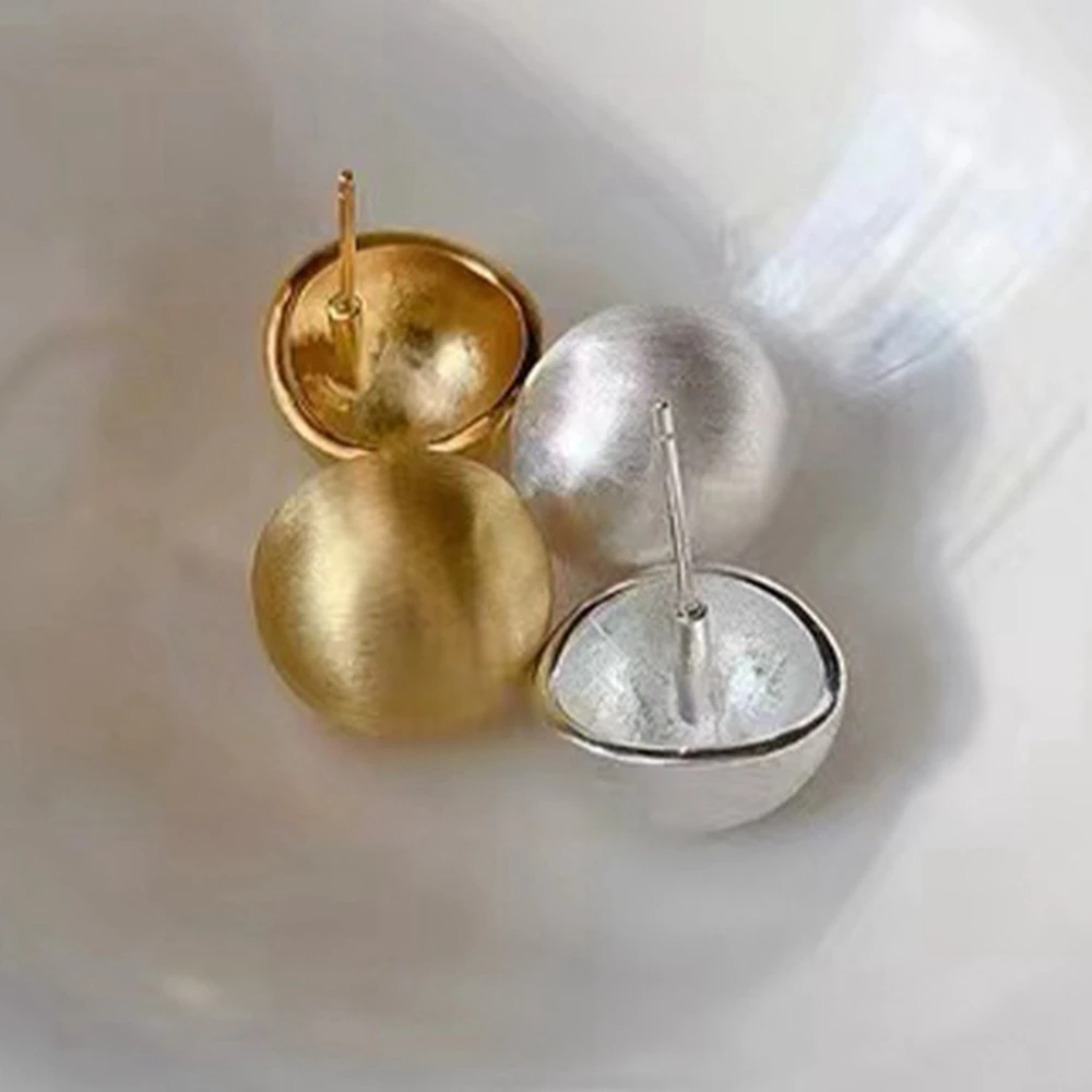 S925 Sterling Silver Gilding Earrings Fashion Wire Drawing Matte Ear Stud for Woman Mother's Day Party High-End Jewelry Gift