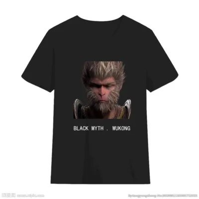 24 Game Anime Characters 3D Printed T-shirt, Breathable and Sweat Absorbing, Customizable Pure Cotton T-shirt BLACK MYTH . WUKON