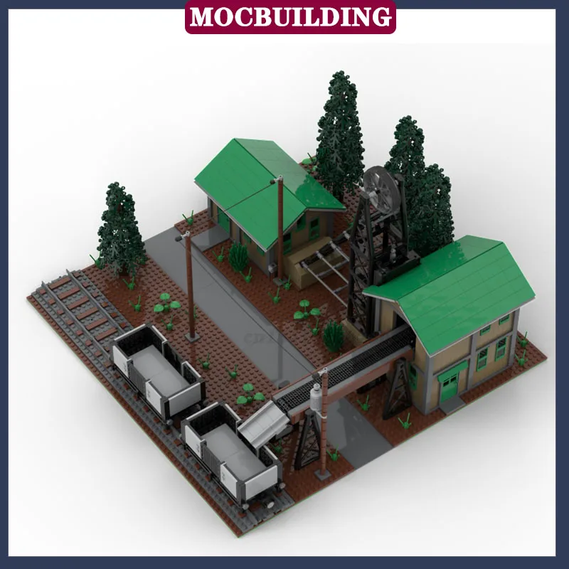 MOC City Train Mine Model Building Block Assembly Town Building Street View Collection Toy Gift