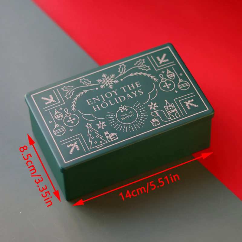 Christmas Rectangle Metal Tinning Can Candy Box Gift Packaging Storage Box Biscuit Can Iron Can Home Storage Box