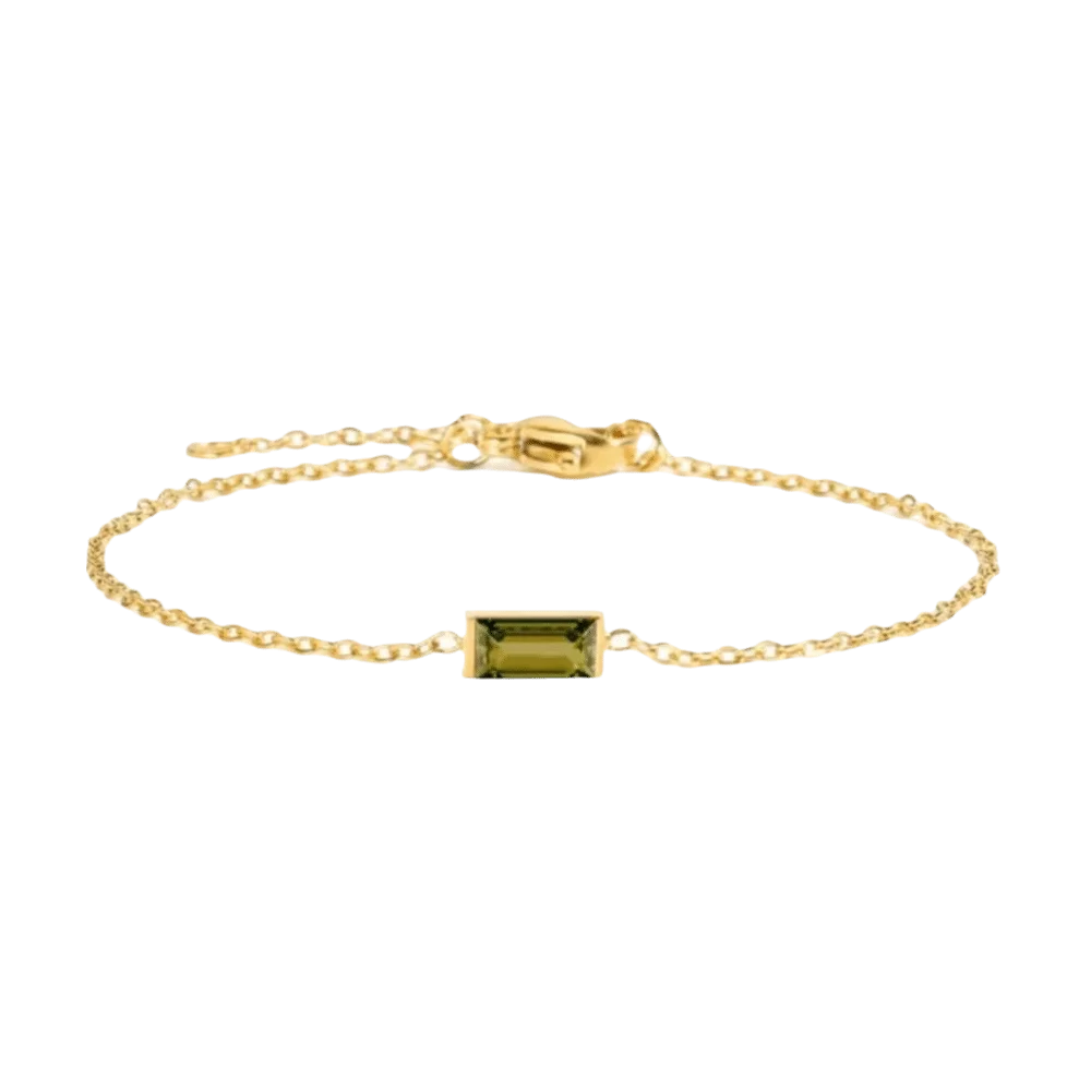 Square Zircon Birthstone Bracelet Stackable Sparkling Gold Plated Bracelet Colorful Personalized Minimalist Bracelet