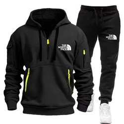 2024 Fashion Sportswear Plus Pants Sweatshirts Fleece Zipper Two Size Men's Set Hoodie Tracksuit Piece zipper hoodie S-3XL