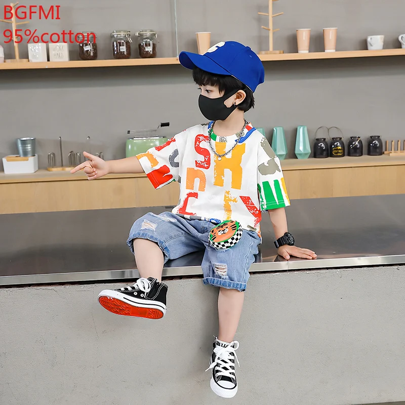 2-12Y Children Clothing Korean Cotton Short Sleeve Print Shirt+Shorts Set for Toddler Boy Baby Summer Thin Casual Fashion Outfit