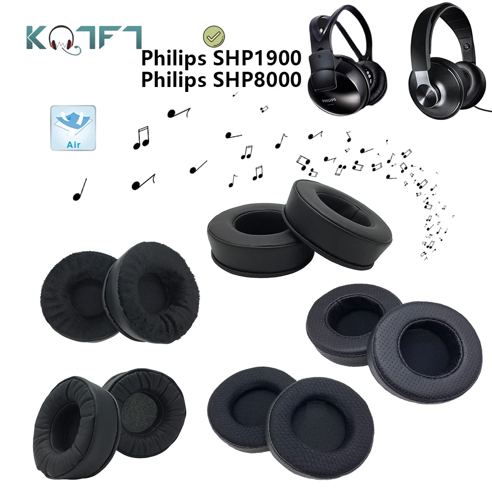 

KQTFT Velvet Breathable Sweat Replacement EarPads for Philips SHP1900 Philips SHP800 Headphones Parts Earmuff Cover Cushion Cups