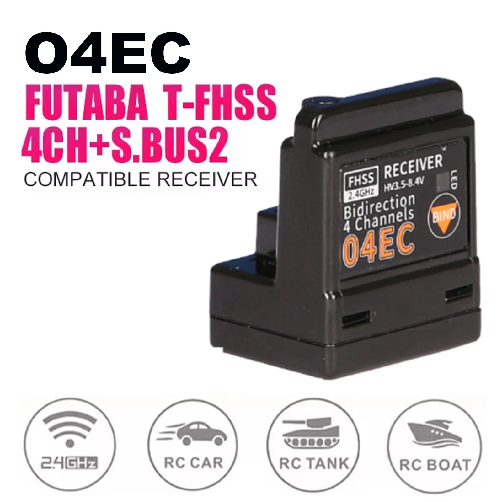 جهاز استقبال 2.4 جيجا هرتز 4CH عالي الجهد متوافق مع جهاز إرسال FUTABA T-FHSS SANWA FH3/FH4T Flysky لقارب سيارة RC