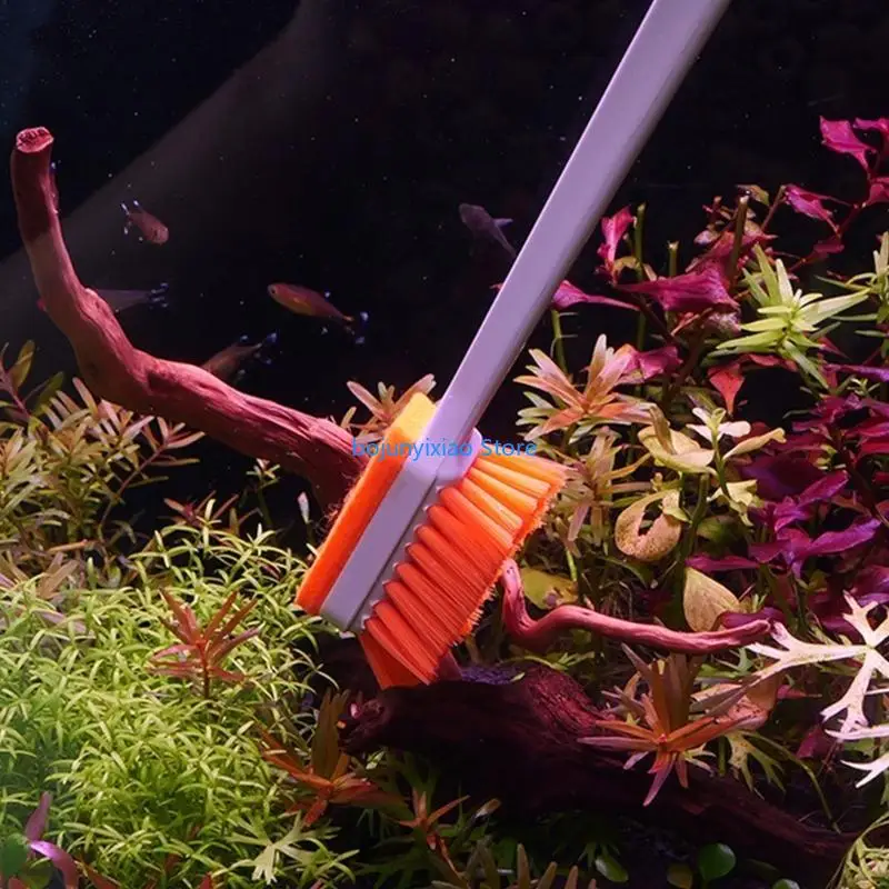 

900B Long Handle Fish Tanks Scrubber for Glass Aquariums Double Bristle Washing Scrubber Long Handle Brush